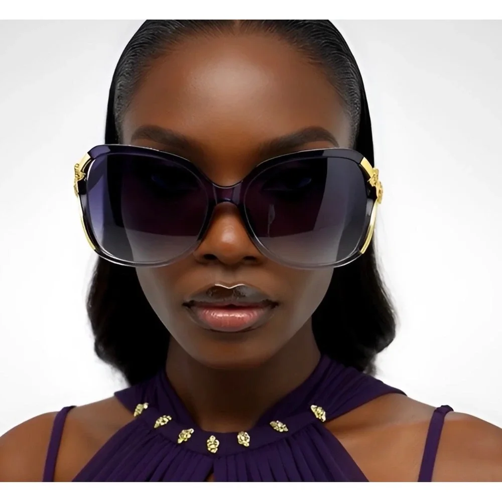 Women Rose Sunglasses Large Frame Retro Versatile Glasses Ladys Female‎ Shades